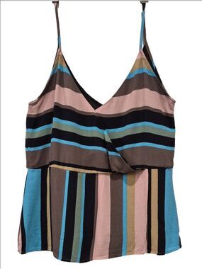 Zara Multicolor Striped Surplice Wrap Camisole Top - Size Medium (M